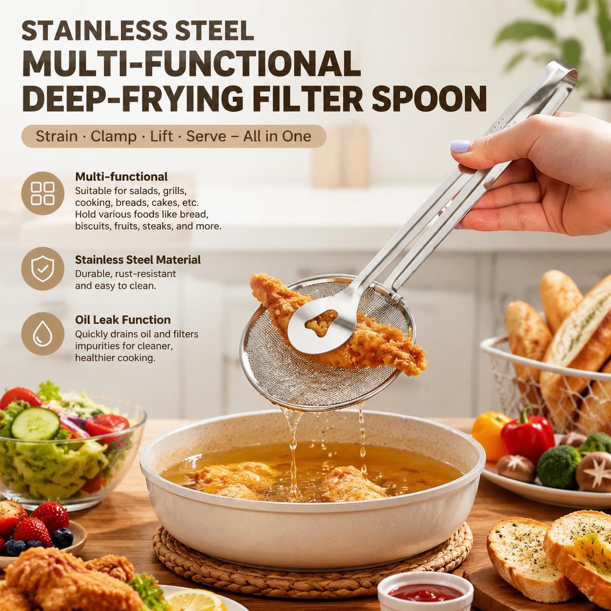 Home Cooking Oil Filter - Многофункциональная кухонная ложка-дуршлаг из нержавеющей стали